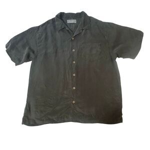 Weekendz off short sleeve button-down military tencel casual shirt M